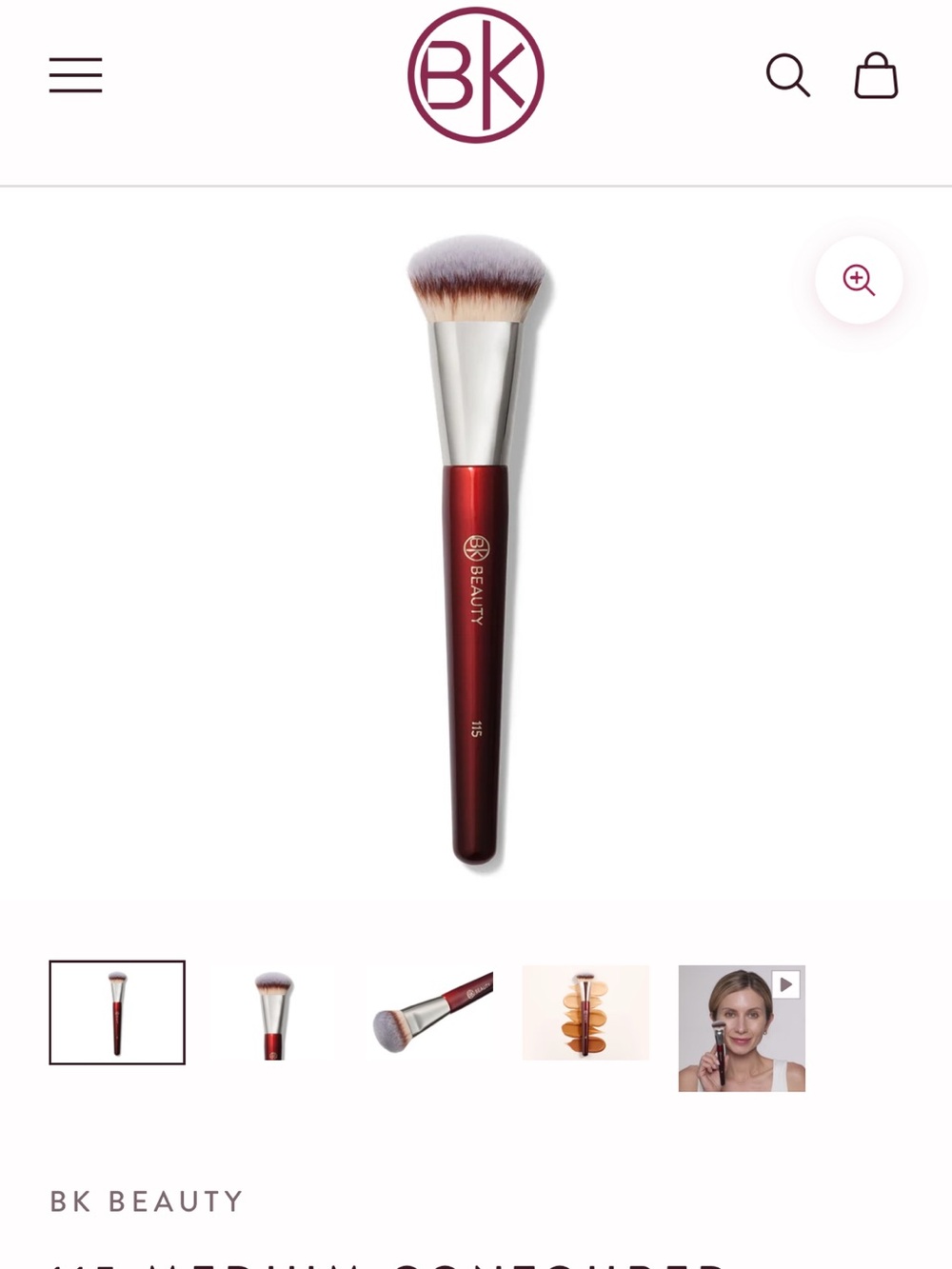 BK Beauty 115 Medium Contoured Foundation Brush NWT